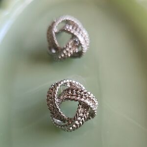 Sikvertone Metal Rope Twist Knot Earrings Pierced Earrings